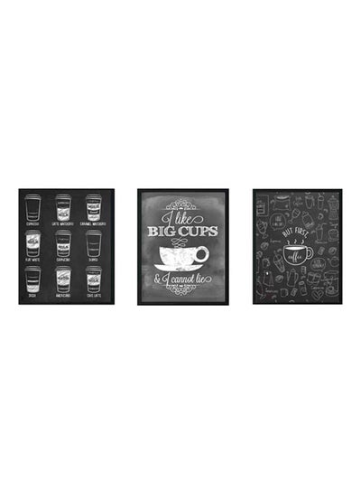 Buy 3-Piece Printed Wooden Framed Wall Art Black/Grey 33x2x22cm in Saudi Arabia