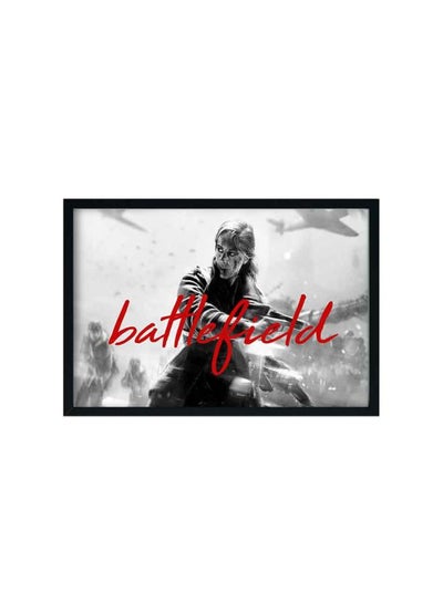 Buy Battlefield Printed Wooden Framed Wall Art White/Black/Red 33x22x2cm in Saudi Arabia