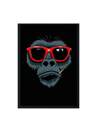 Buy Gorilla Printed Wooden Framed Poster White/Red 22x32cm in Saudi Arabia