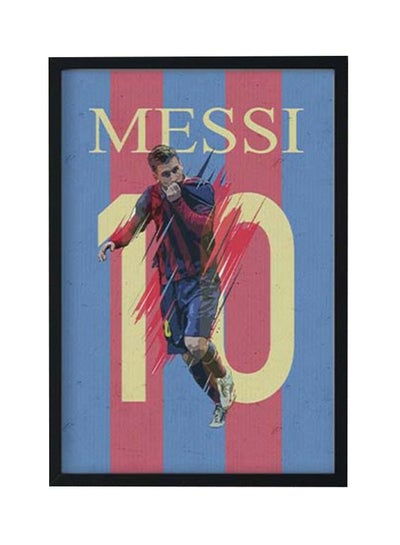 Buy Messi Printed Wooden Framed Wall Art Multicolour 33x2x22cm in Saudi Arabia