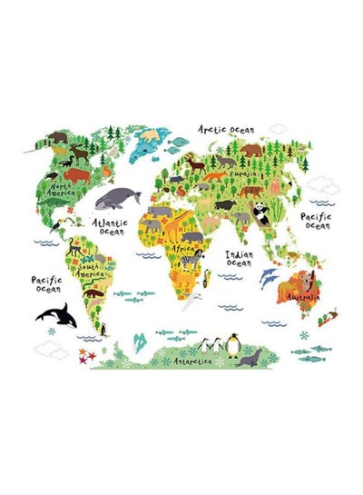 Buy Animal World Map Wall Sticker Multicolour 900x2x600mm in Saudi Arabia