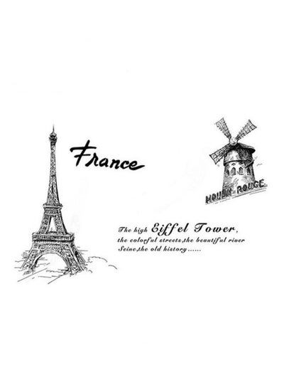 Buy Eiffel Tower And Windmill Fashion Wall Sticker Black/White 90x60centimeter in UAE