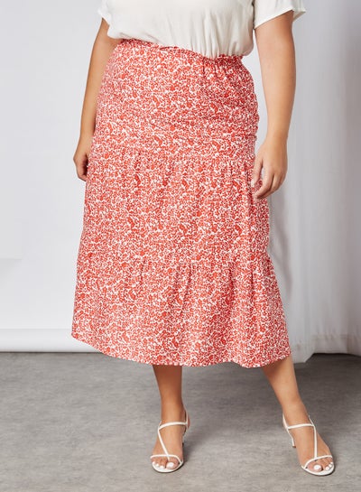 Buy Curve Gonja Printed Skirt Aurora Red in Saudi Arabia