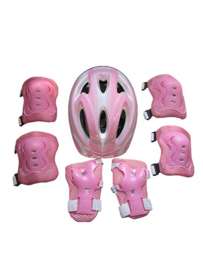 Buy 7-Piece Kid Child Roller Skating Bike Helmet Knee Wrist Guard Elbow Pad Set 25x20x1cm in Saudi Arabia