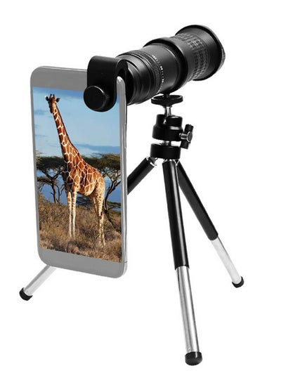 Buy Tripod Stand With Lens For Smartphone Black in UAE