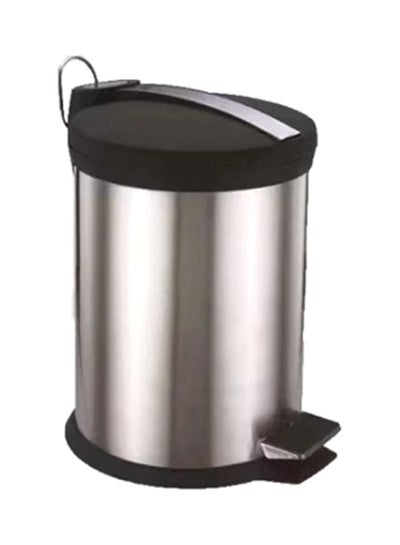 Buy Waste Bin With Pedal Silver/Black 12ml in Saudi Arabia