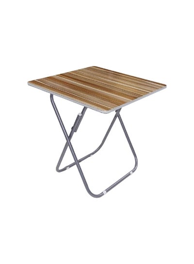 Buy Square Wooden Table Brown/Silver 90x90x72cm in UAE