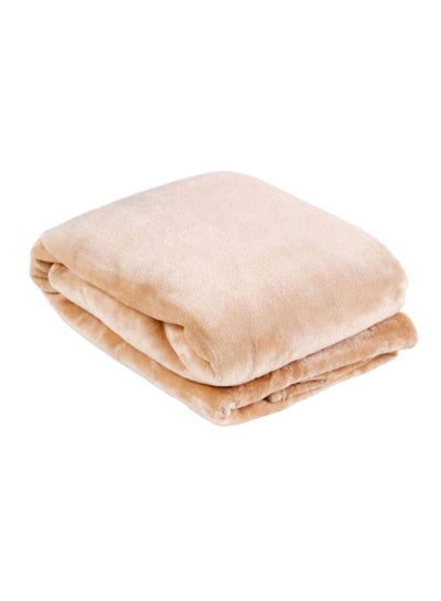 Buy Flannel Blanket Polyester Beige 150x220cm in UAE