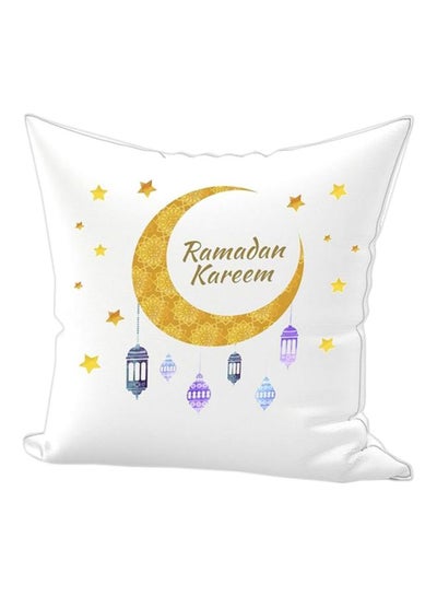 Buy Ramadan Kareem Printed Decorative Throw Pillow White/Yellow/Purple 65x65cm in UAE