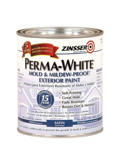 اشتري Perma-White Mold & Mildew-Proof Exterior Paint (931 ml, Satin) متعدد الألوان 931مل في الامارات