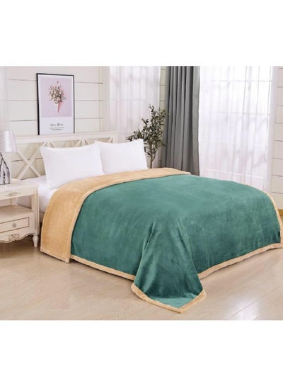 Buy Sarah Bed Blanket Combination Green/Beige 220x200cm in Saudi Arabia