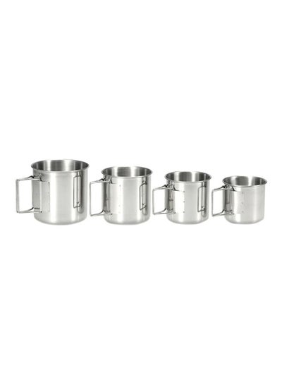Buy 4 Piece Stainless Steel Camping Cup Set Small Cup 3, Medium Cup 3.3, Large Cup 3.7, Extra Large 4inch in UAE