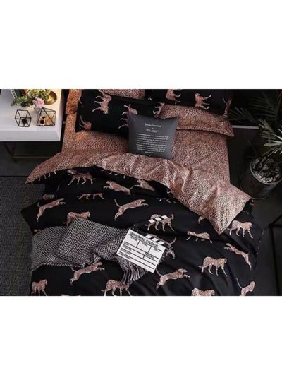 Buy 6-Piece Tiger Printed Comforter Set Black/Brown in Saudi Arabia