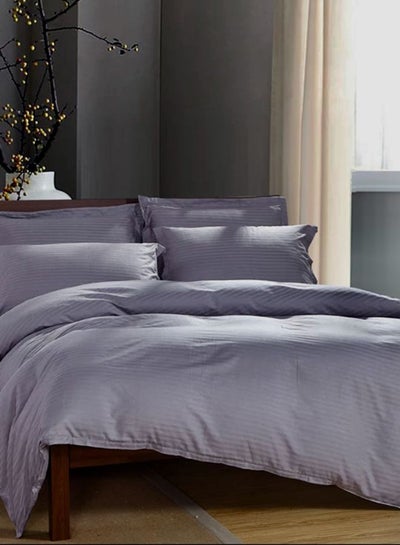 Buy 6-Piece Luxurious And Comfortable Home Living Soft Touch Durable Lightweight Fabric King Size Bedding Set Includes 1x Duvet Cover 220x240, 1x Fitted Bed Sheet 230x250, 4xPillow Cases Cotton Grey 48x74cm in UAE