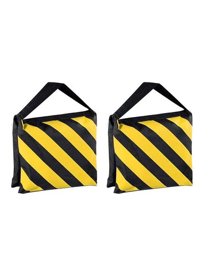 Buy 2-Piece Heavy Duty Sand Bag For Light Stand 9x9inch Black/Yellow in UAE