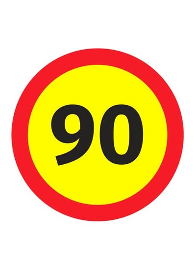Buy Speed Limit 90 Sign Yellow/Red 20 x 20inch in Saudi Arabia