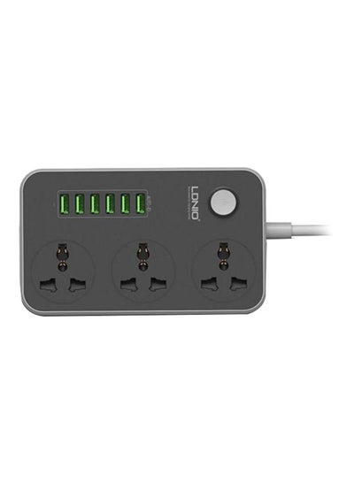 Buy 3-Power Socket And 6-Port USB Adapter Grey 162 x 97 x 38mm in UAE