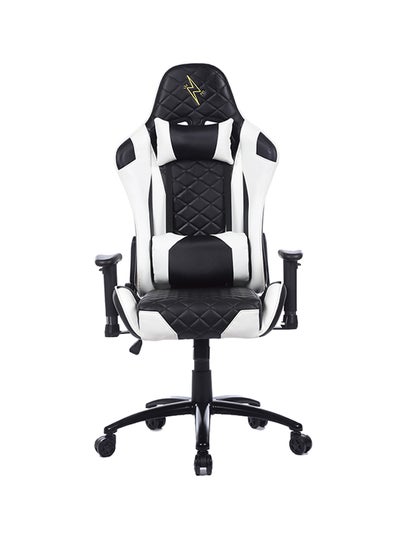 Buy Adjustable Gaming Chair With Lumbar Cushion White/Black in UAE