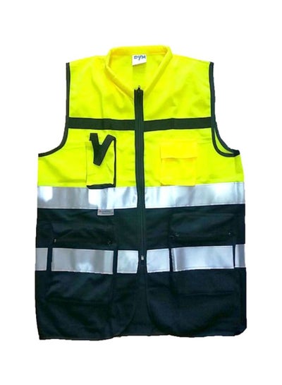 Buy Safety Jacket With Reflective Stripes Black/Green XL in Saudi Arabia