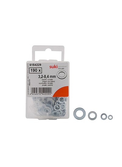 Buy Flat Washers (Pack Of 190) Silver/Clear in Saudi Arabia