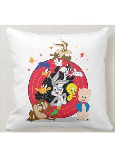 Buy Looneytunes Printed Decorative Pillow White 40x40centimeter in UAE