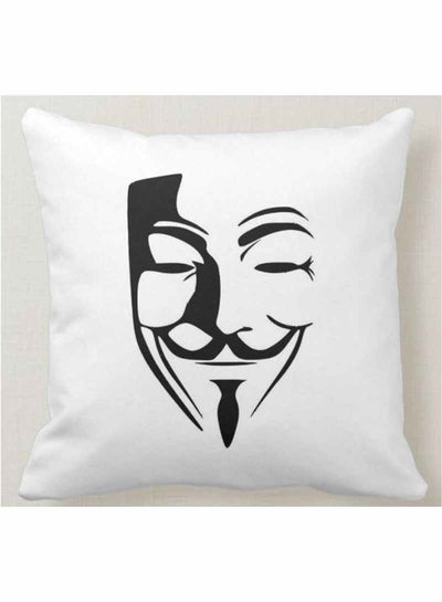 Buy Anonymous Mask Printed Decorative Pillow White 40x40cm in UAE