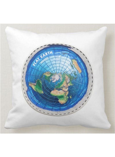 Buy Flat Earth Conspiracy Printed Pillow White 40x40centimeter in Saudi Arabia