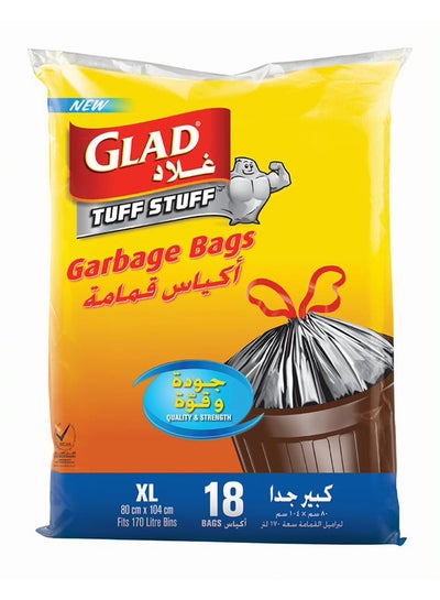 Buy Tuff Stuff Garbage X-Large Bags 170 Litres 18 count Black 80x104cm in UAE