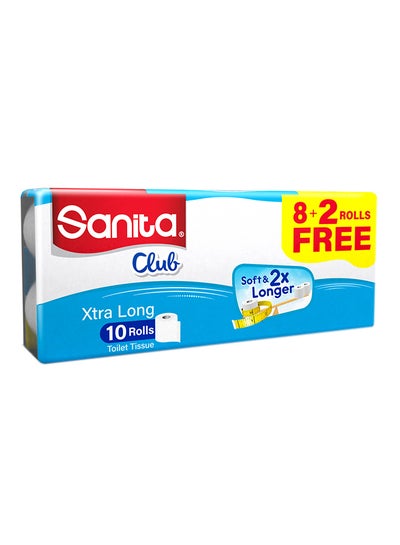 Buy 2 Ply Toilet Tissue Plain Pack of 10 White in UAE