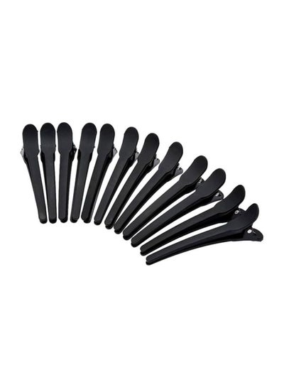 Buy 12-Piece Hair Grip Plastic Clips Set Black in UAE