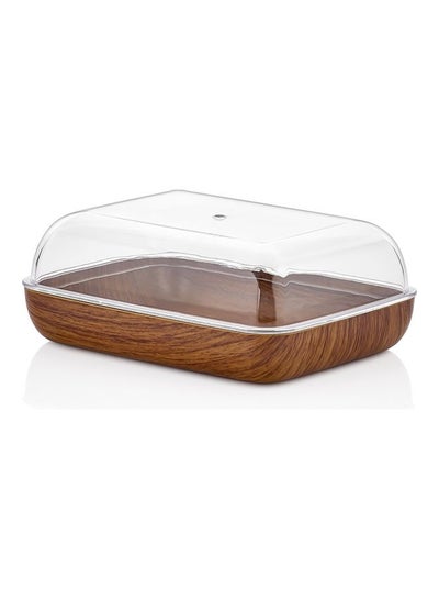 Buy Multipurpose Box With Lid Brown/Clear 10.5x14x5.5cm in UAE