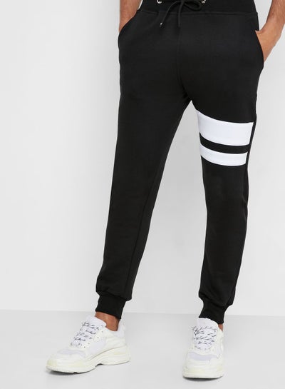 Buy Knee Stripe Jogger Black/White in Saudi Arabia