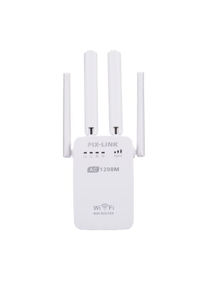 Buy 1200Mbps Dual Frequency 2.4G High Speed 5G Gigabit Wireless Repeater Wifi Router Antenna White in Saudi Arabia
