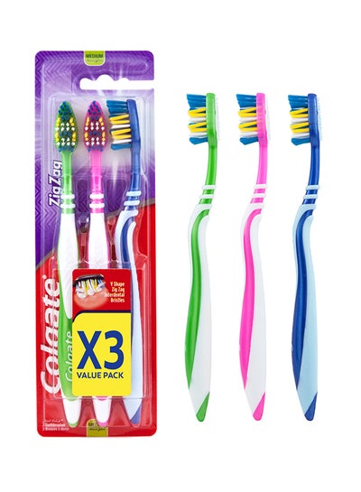 Buy 3-Piece Zigzag Toothbrush Multicolour M in UAE