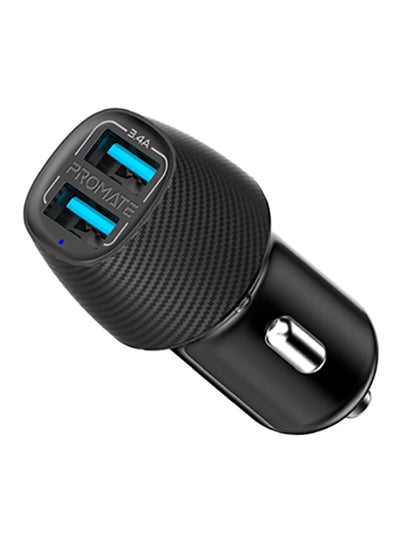 Buy Universal Compact 3.4A Fast Charging Car Adapter with Smart Output Compatible and Short Circuit Protection For Smartphones, Tablet, All USB Enabled Devices, VolTrip-Duo Black in UAE