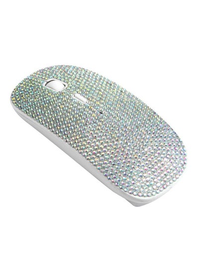 Buy Rhinestone Studded Wireless Optical Mouse Silver/White in Saudi Arabia