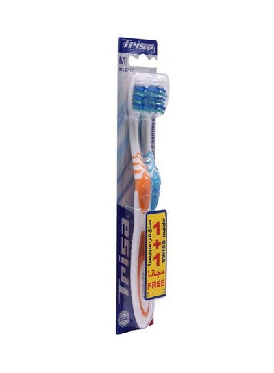 Buy Flexible Medium Toothbrush Set (1+1 Free) White/Orange/Blue M in UAE