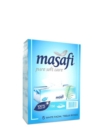 اشتري Facial Tissues, 2 Ply, 150 Sheets, Pack Of 5 أبيض في الامارات