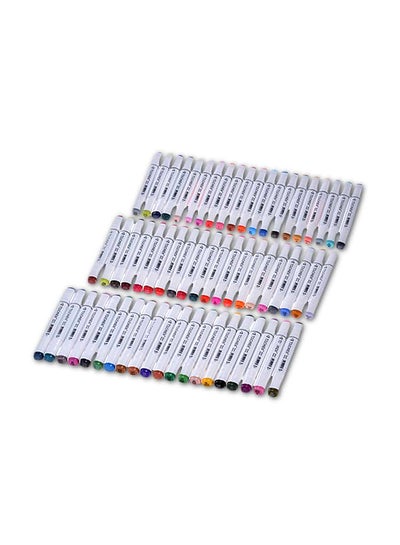اشتري طقم أقلام ماركر بأطراف مزدوجة، 60 قطعة متعدد الألوان في السعودية