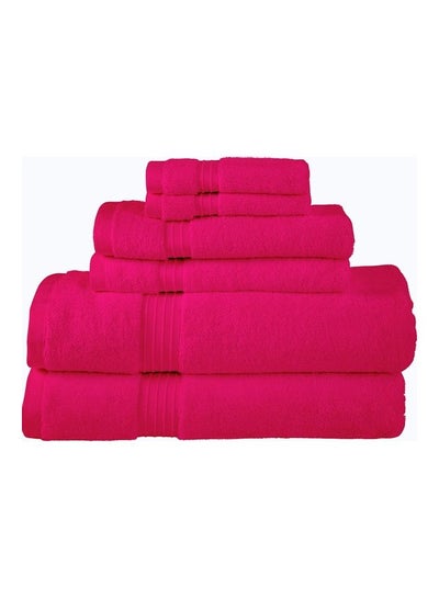 Buy 6-Piece 100% Combed Cotton 550 GSM Quick Dry Highly Absorbent Thick Soft Hotel Quality For Bath And Spa Towel Set Includes 2xBath Towels , 2xHand Towels 40x70 cm, 2xWashcloths Pink 70x140cm in UAE