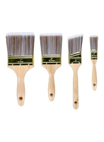 Buy 4-Piece  Flat Paint Brush Set Beige/Gold/Grey 4,3,2,1inch in UAE