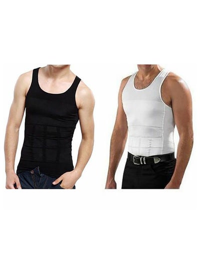 Buy 2-Piece Sleeveless Slimming Shapewear Undershirt  Set Black/White in Egypt