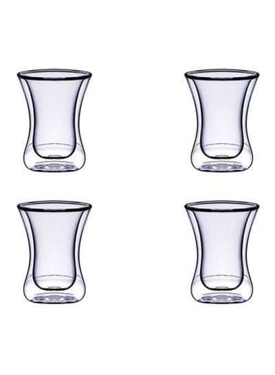 Buy 4-Piece Double Wall Estikana Cup Set Clear 4x100ml in Saudi Arabia