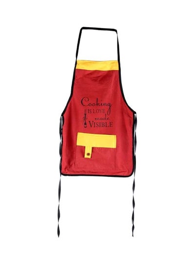 Buy Cooking Is Love Printed Apron Dark Red/Yellow/Black One Size in Egypt