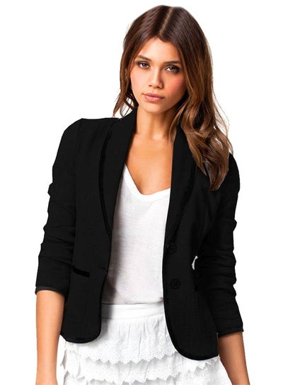 Buy Front Open Cropped Blazer black in Saudi Arabia