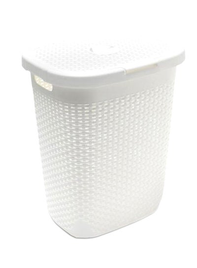 Buy Faux Rattan Laundry Hamper White 45.5x35x54cm in Saudi Arabia