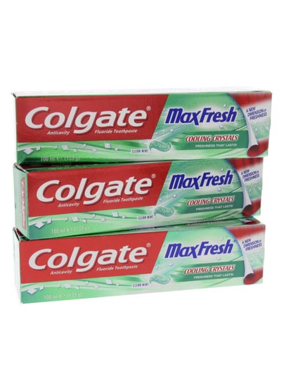 Buy Pack Of 3 Max Fresh Cooling Crystals Clean Mint Anticavity Fluoride Toothpaste 3 x 100ml in Saudi Arabia