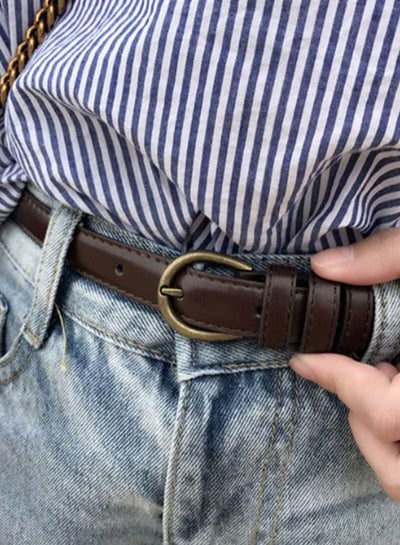 Buy Women's Skinny Waist Strap Pin Buckle Belt Coffee in UAE