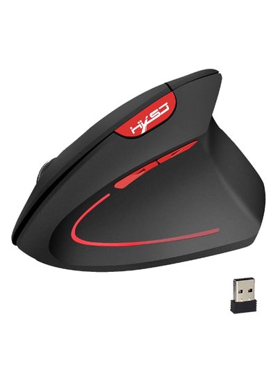 Buy Vertical Design 2.4GHz Wireless Mouse With Receiver Black/Silver in Saudi Arabia