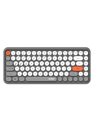 Buy Round Key Cap Bluetooth Keyboard Grey/White/Orange in Saudi Arabia